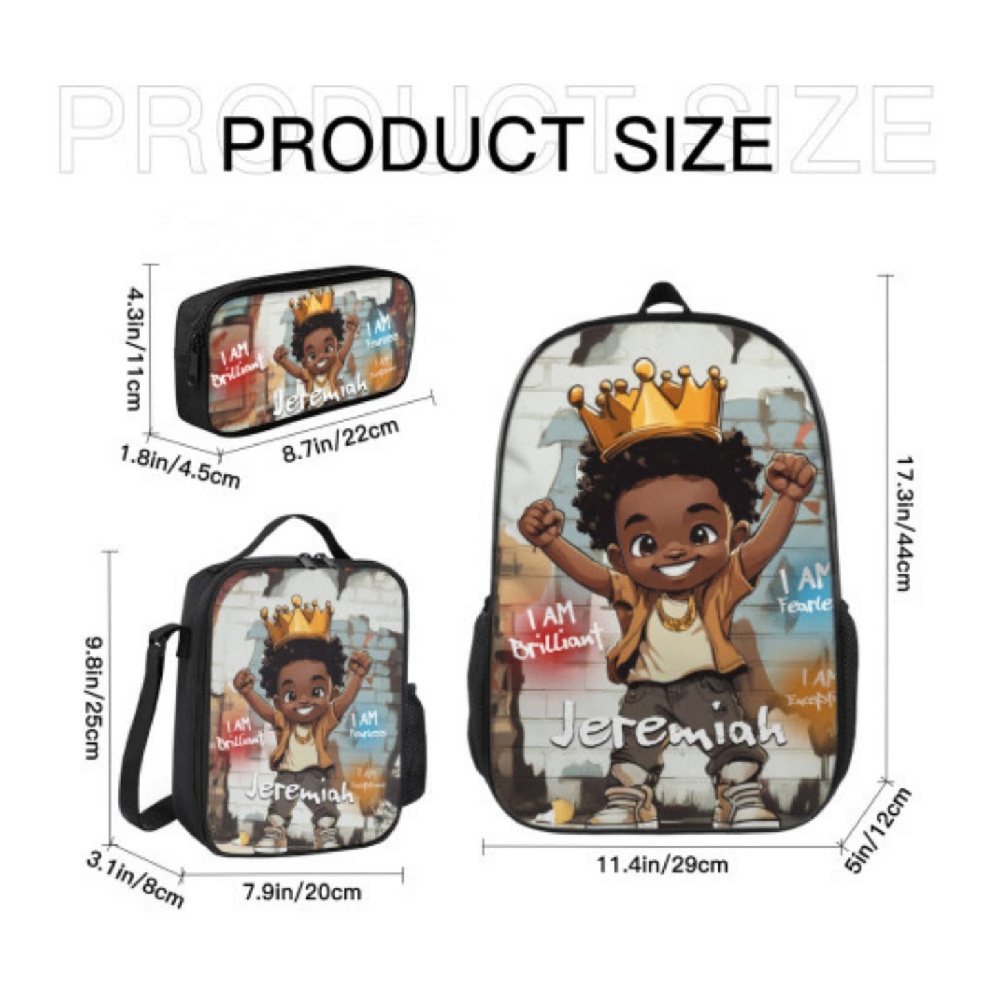 3 Piece Personalised Backpack Set For Boys