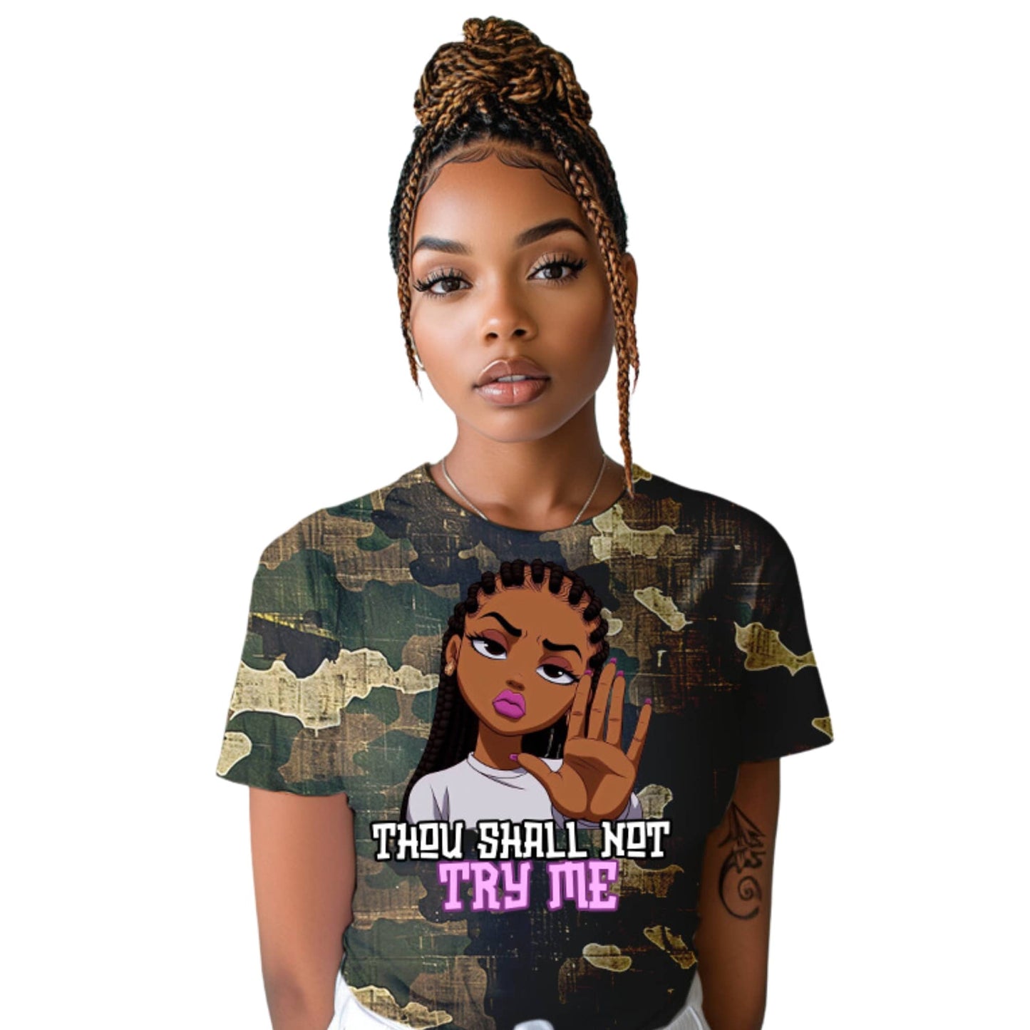 Thou Shall Not Try Me T-shirt Camo