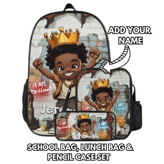 3 Piece  Personalised Backpack Set For Boys