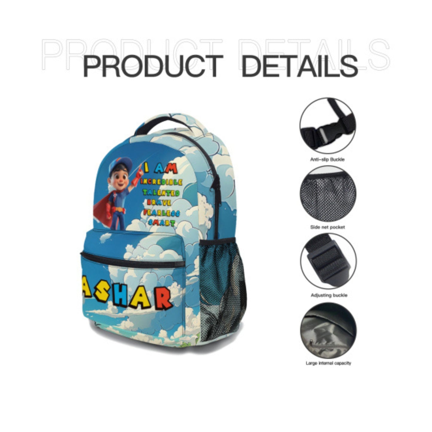 3 Piece Set Personalised Backpack For Kids