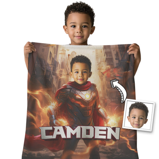 Personalized Super Hero Photo Blanket For Boys