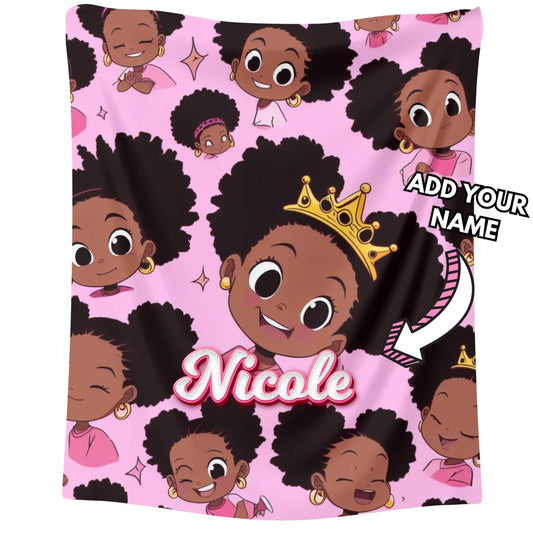 Custom Name Afro Blanket For Girls