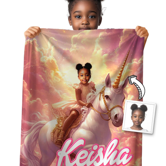 Personalized Unicorn Photo and Name Blanket