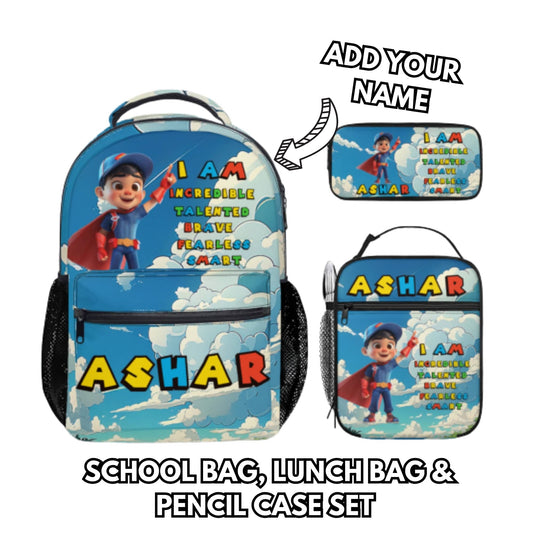 3 Piece Set Personalised Backpack For Kids